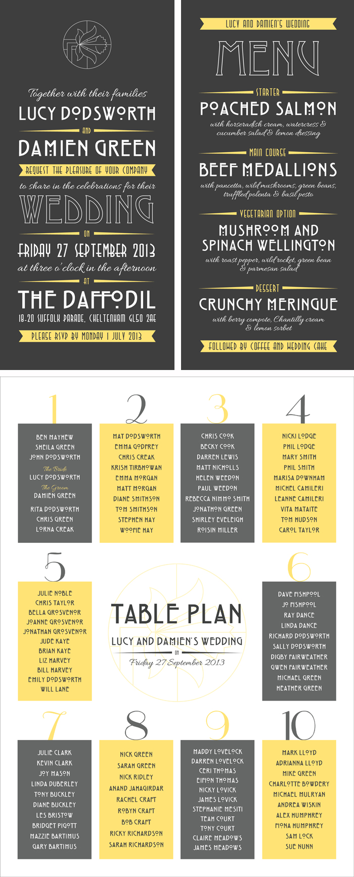 Art deco wedding stationery designs